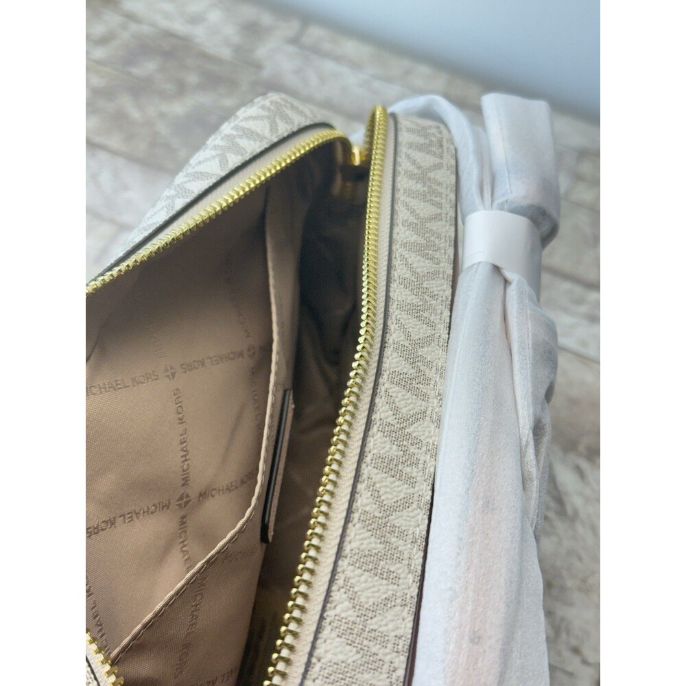 New Michael Kors Jet Large East West Zip Chain Crossbody Bag Vanilla Pink - Picture 8 of 16